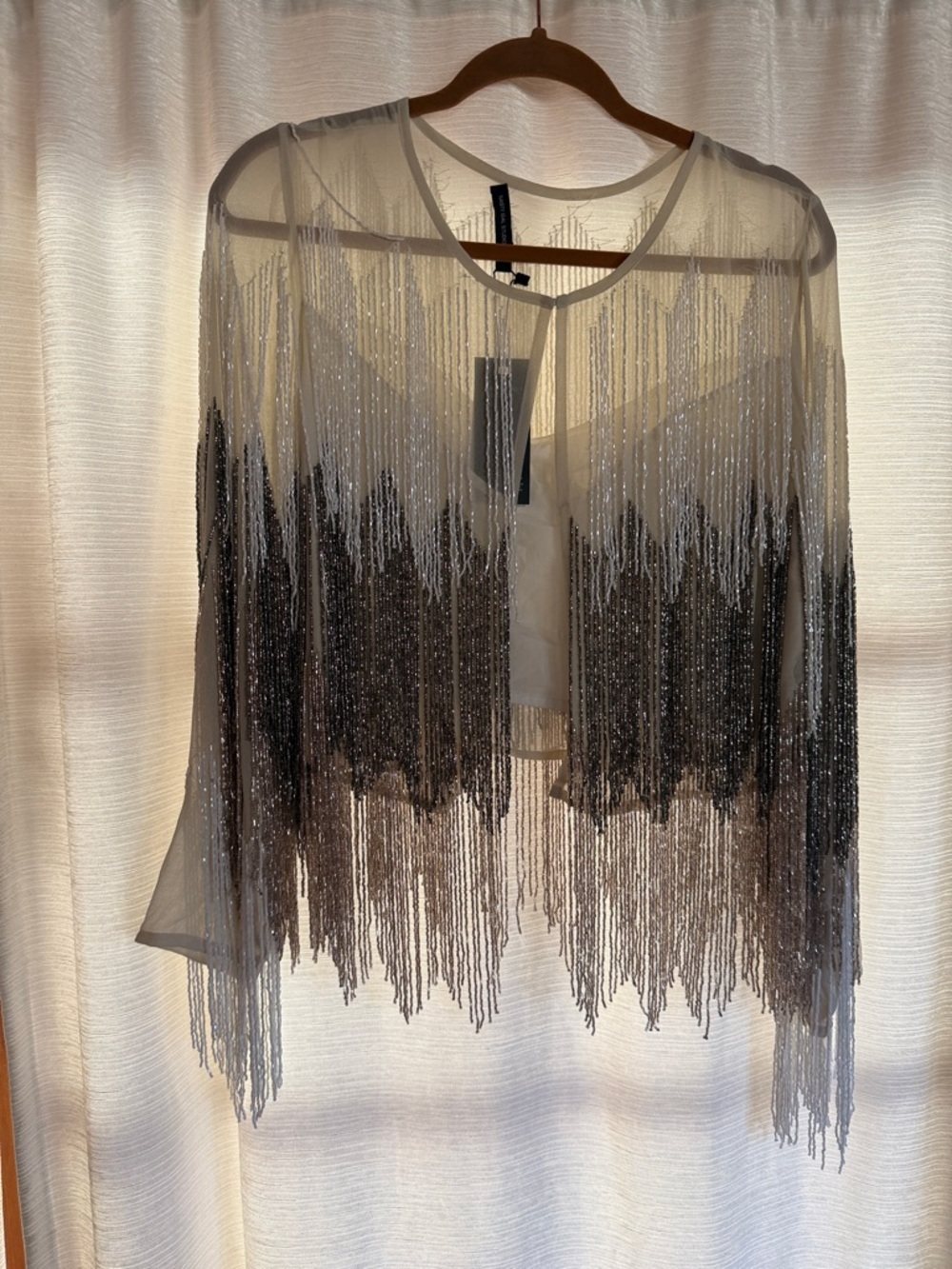 Nasty gal studio love Beaded Fringe party jacket - Ivory and silver ombre NYE - Picture 4 of 5